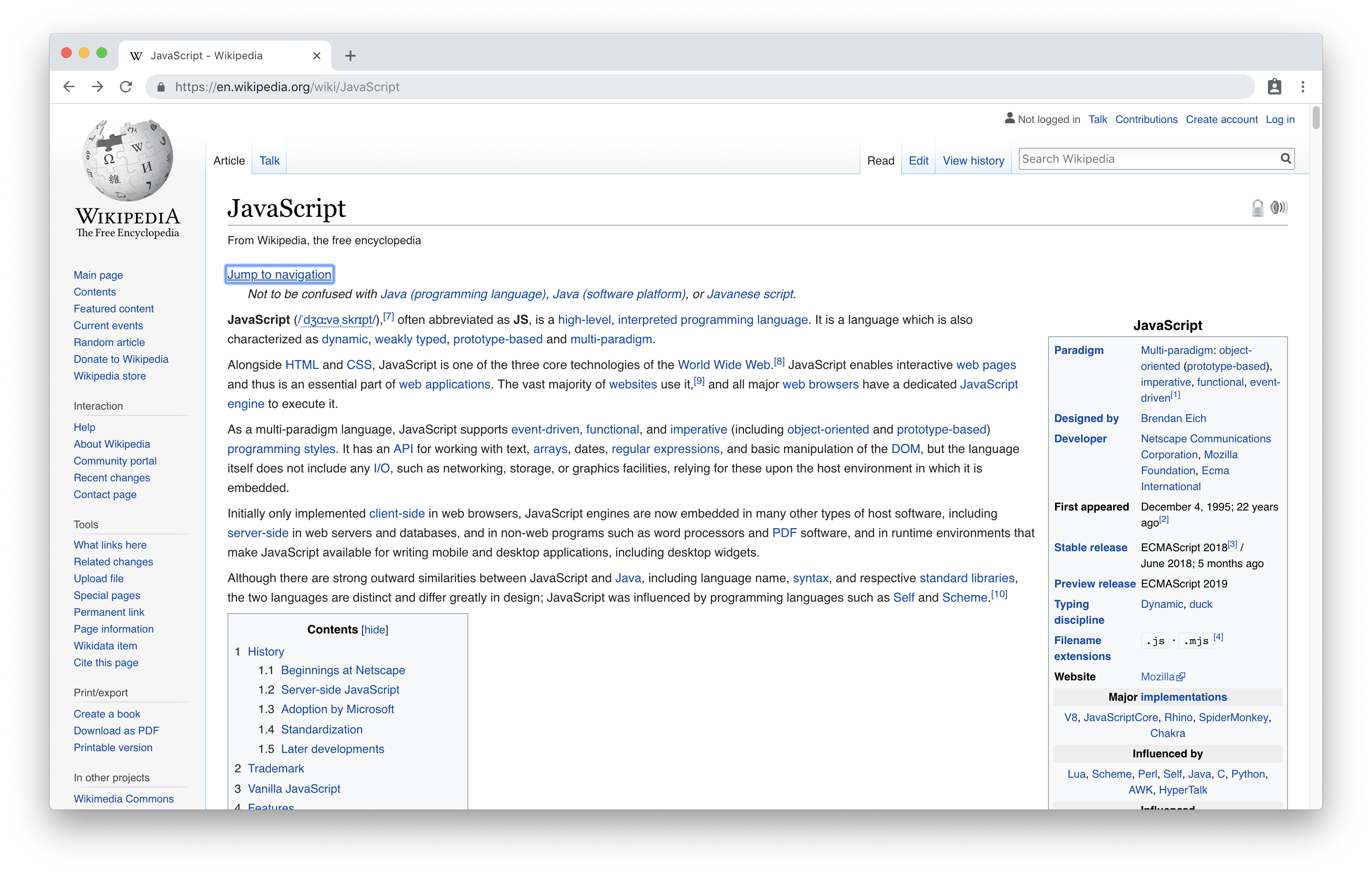 Screenshot Wikipedia