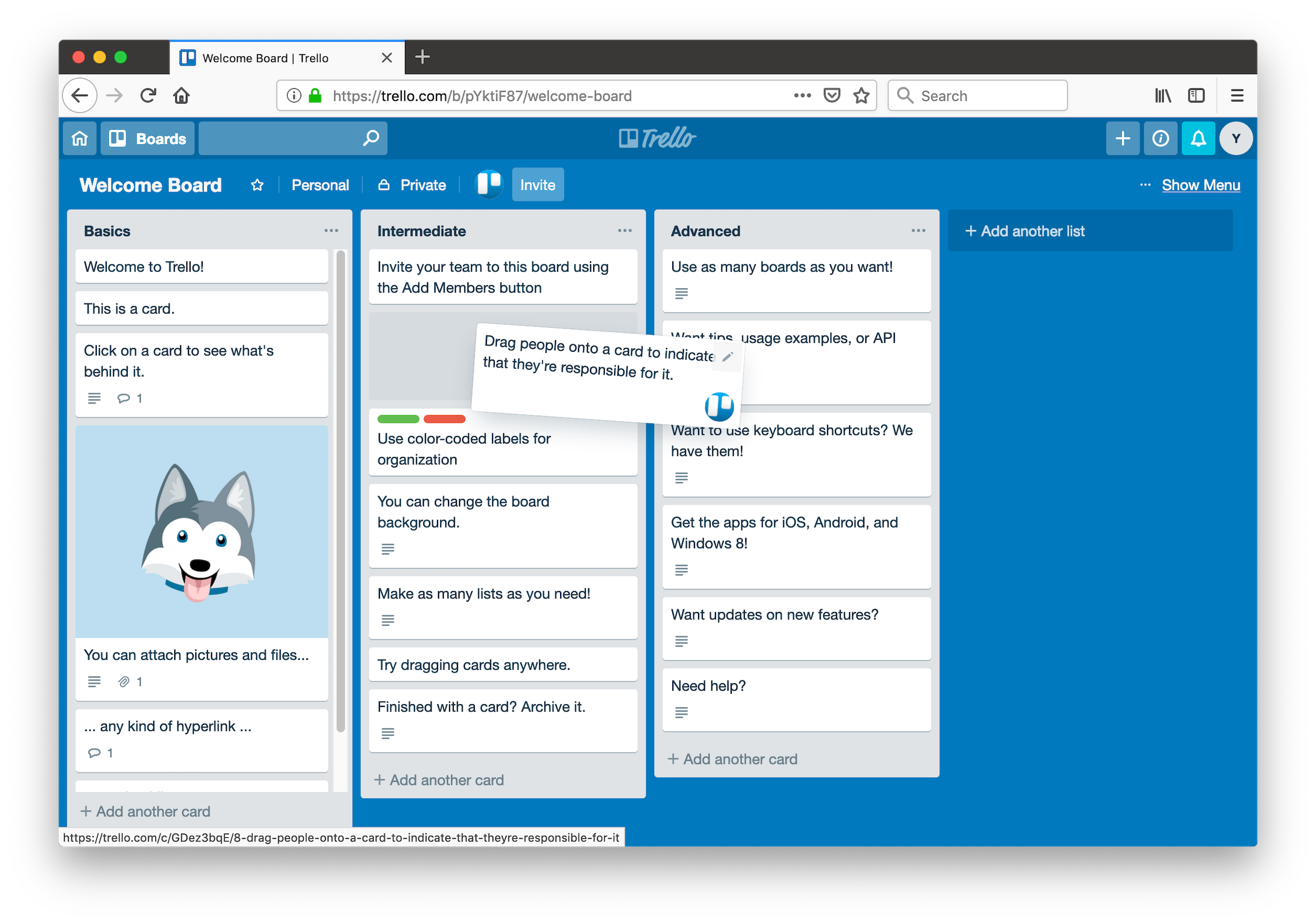 Trello board.